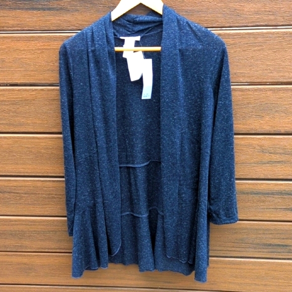 Women's Claudia Richard Linen Blend Open Front Blue Cardigan Sweater - M NWT - Picture 1 of 6